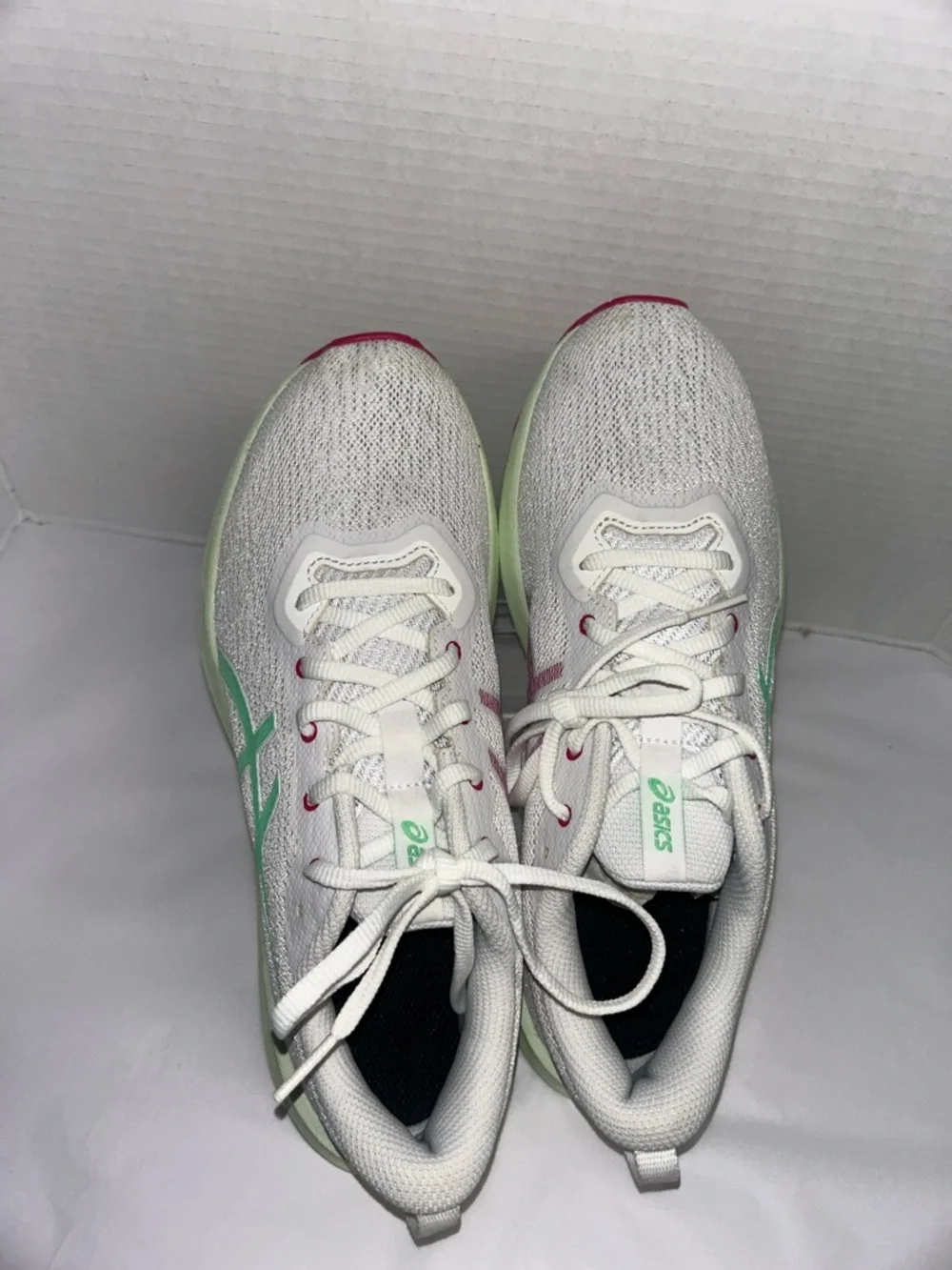 Asics White Sneakers with Mint and Pink Accents